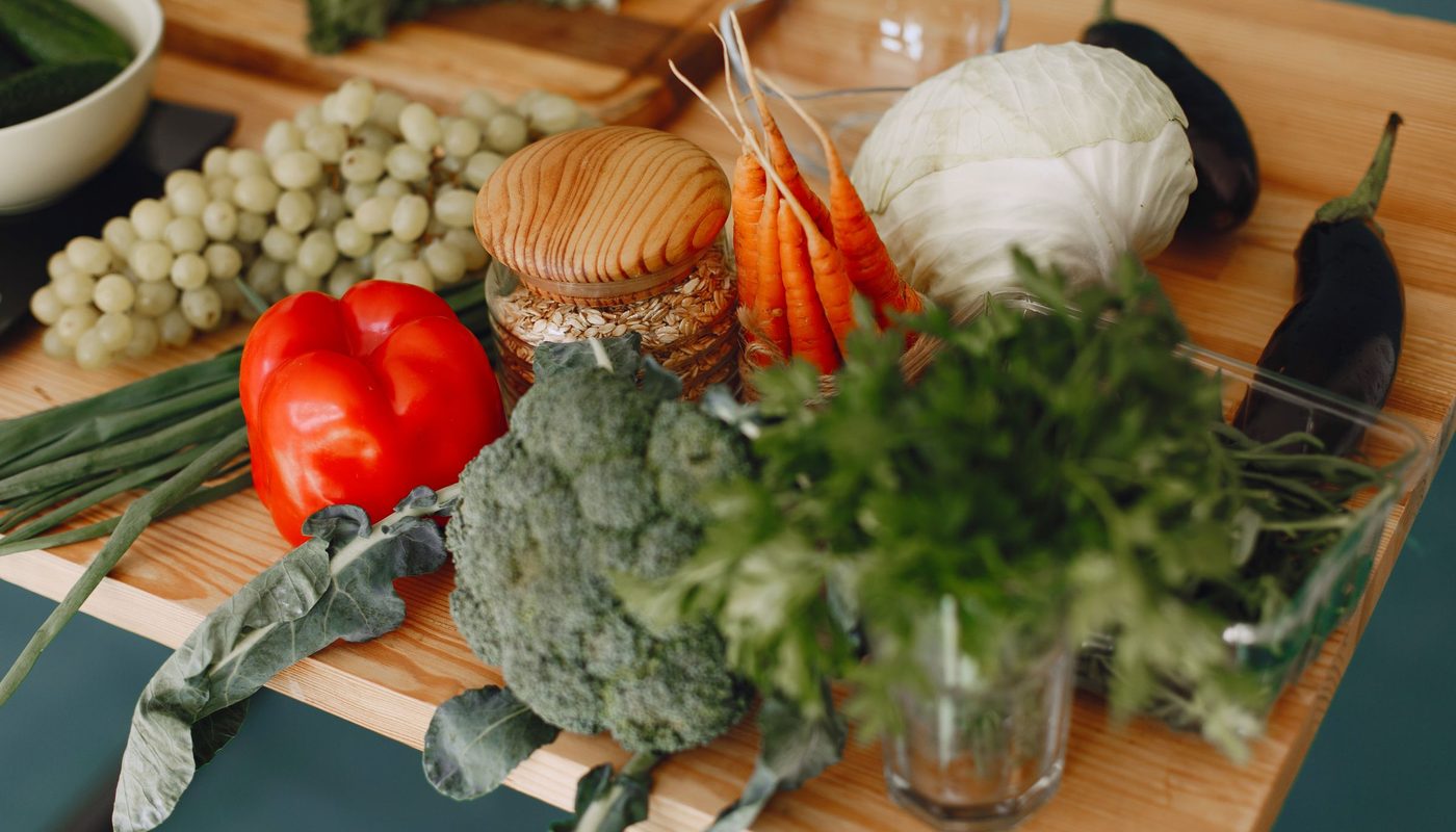 Farm ingredients laid on linen