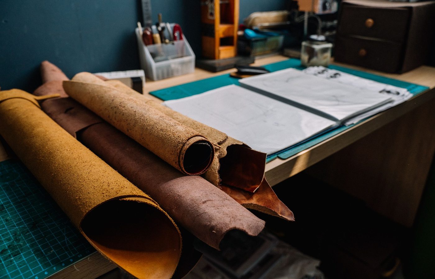 Letterpress studio with antique press